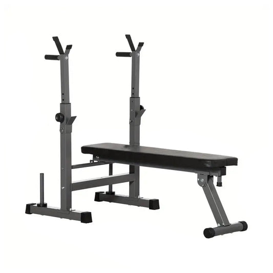 Adjustable Weight Bench & Dip Station with Barbell Rack – Heavy Duty Foldable Steel Bench Press for Strength Training in Compact Home Gym Spaces