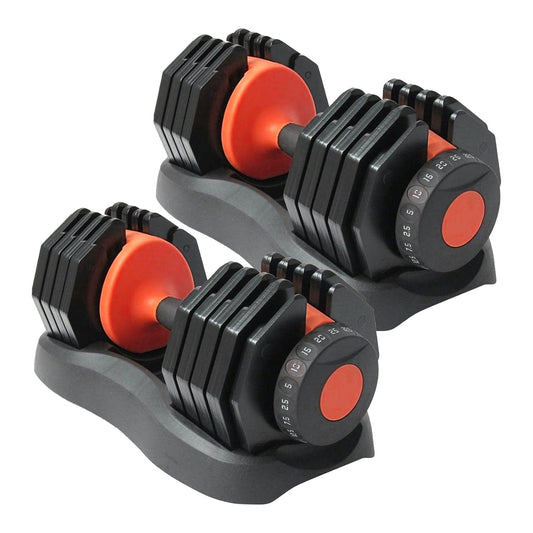 Adjustable Dumbbells 10‑in‑1 (2.5–25 kg) with Quick‑Dial & Safety Lock – Space Saving Home Gym Strength Equipment