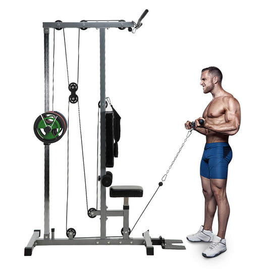 LAT Pulldown Machine – High & Low Pulley Cable Station with Adjustable Seat for Home Gym