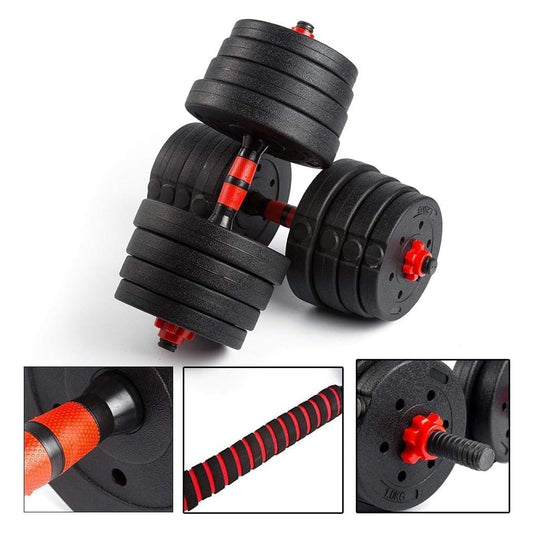 Adjustable Dumbbells & Barbell Set – Vinyl‑Coated 20 / 25 / 30 kg Muscle Workout Kit for Home Gym, Noise‑Reducing, Space‑Saving