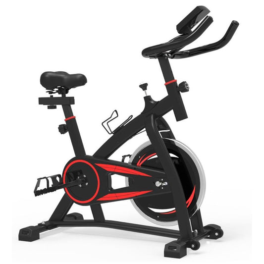 Quiet Stationary Spin Bike with Steel Frame, Silent Belt Drive, LCD Display & Tablet Holder for Cardio Training in Home Gym