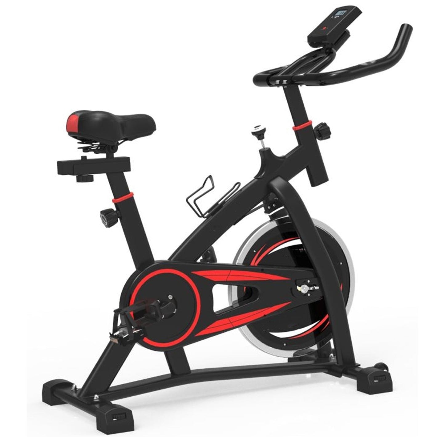 Quiet Stationary Spin Bike with Steel Frame, Silent Belt Drive, LCD Display & Tablet Holder for Cardio Training in Home Gym