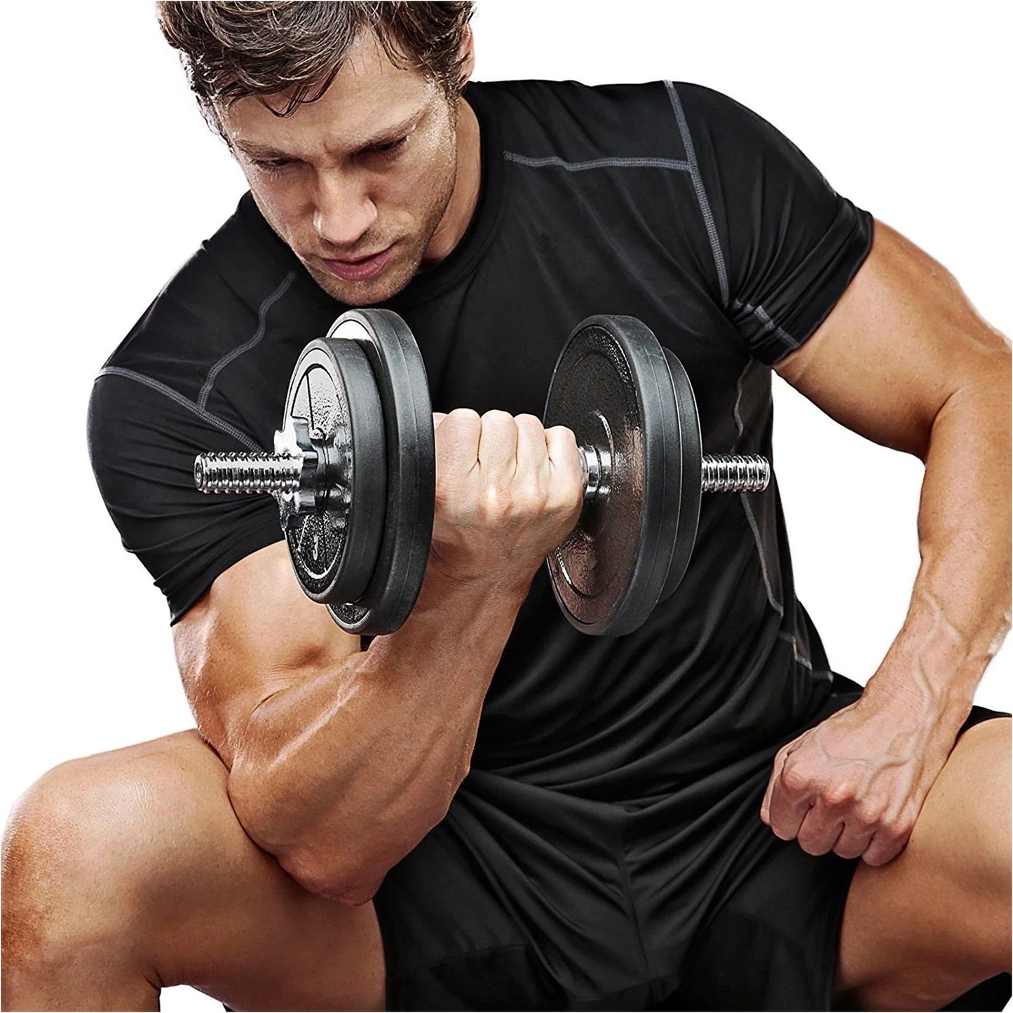 Adjustable Cast‑Iron 65 kg Dumbbell & Barbell Set – 2‑in‑1 Set, Knurled Handles, No‑Roll Design – Full‑Body Strength Training for Home Gyms