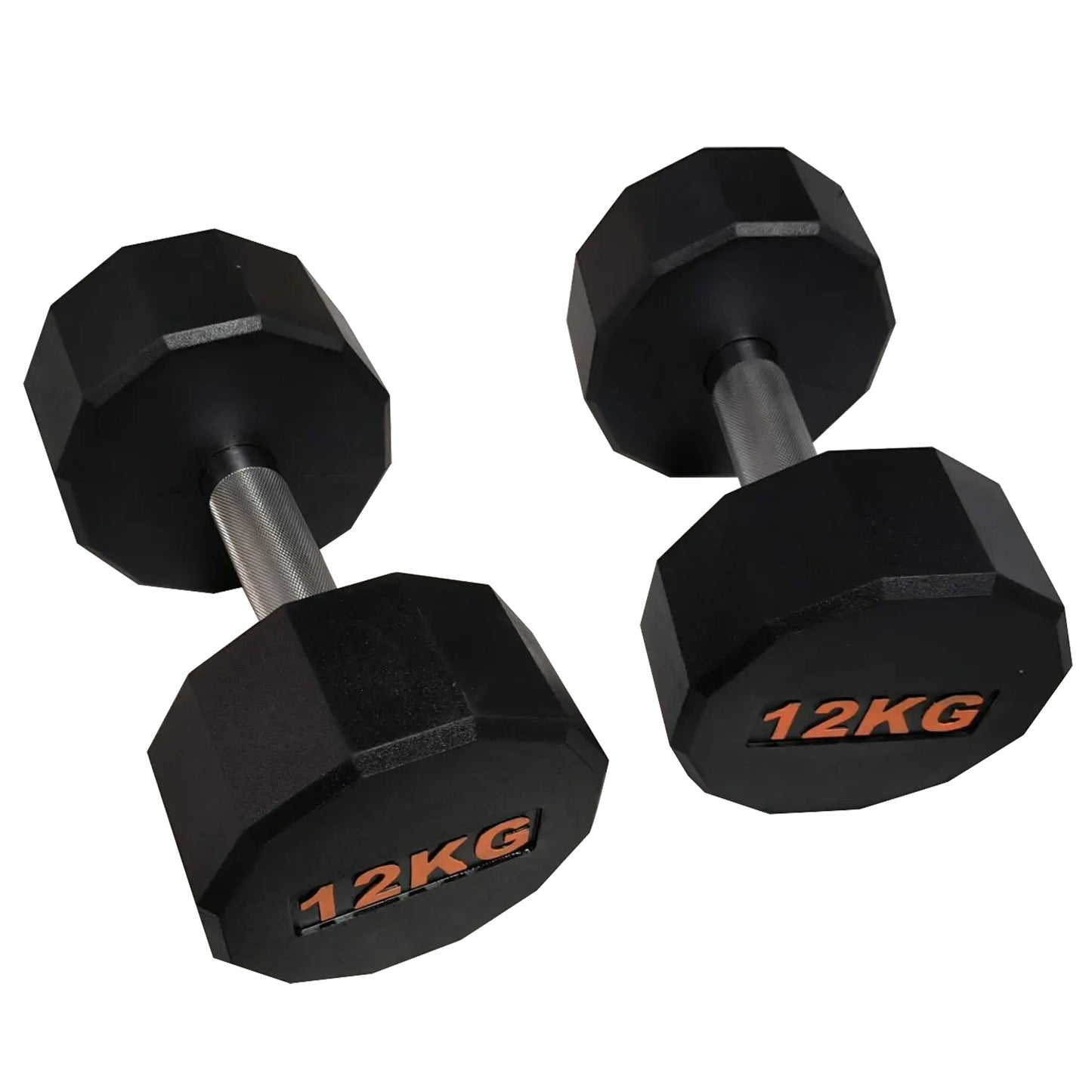 Rubber Coated Round Hex Dumbbell – Anti‑Roll Design, Knurled Grip Strength Training Dumbbells for Home Gym
