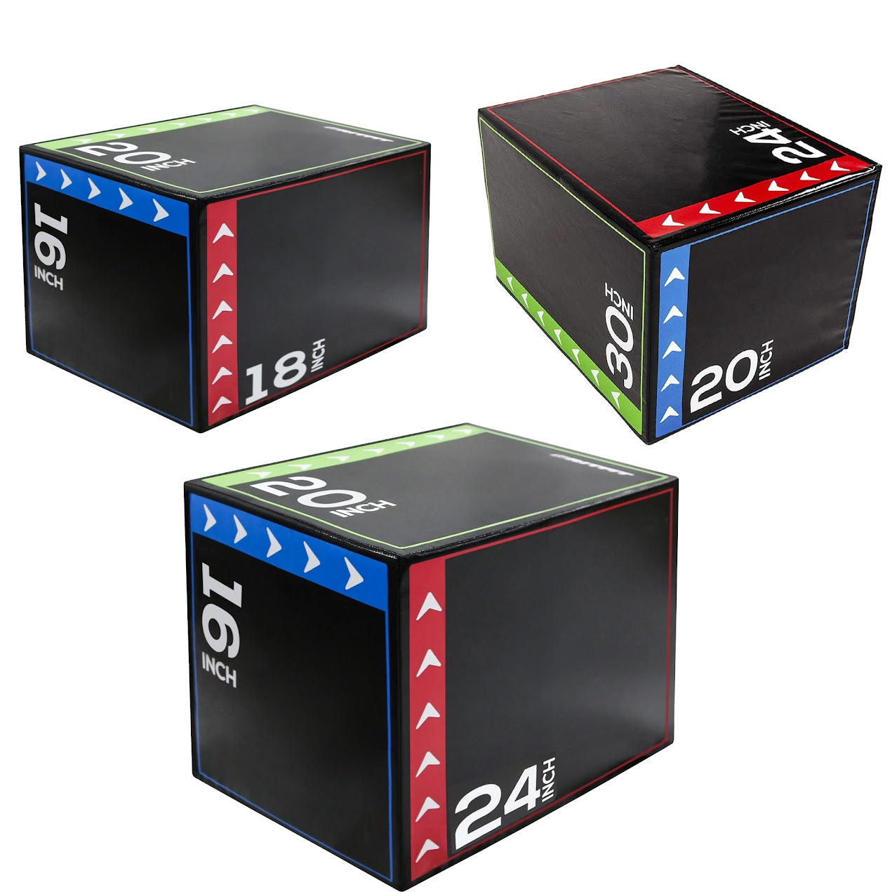 3‑in‑1 Soft Foam Plyometric Jump Box with Non‑Slip PVC Coating – 16/20/24″ Heights for Home Gym Strength & Jump Training