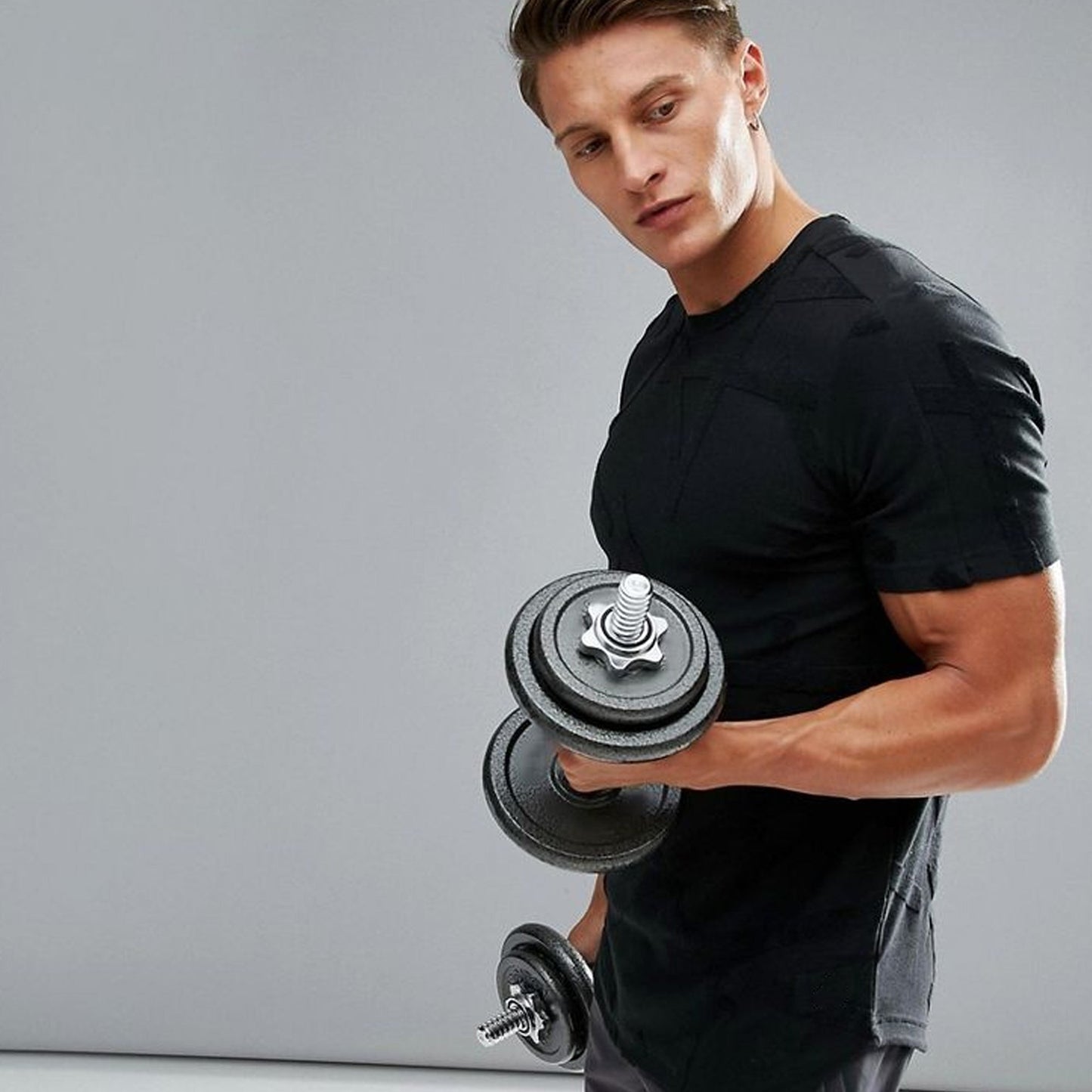 Adjustable Cast‑Iron 65 kg Dumbbell & Barbell Set – 2‑in‑1 Set, Knurled Handles, No‑Roll Design – Full‑Body Strength Training for Home Gyms