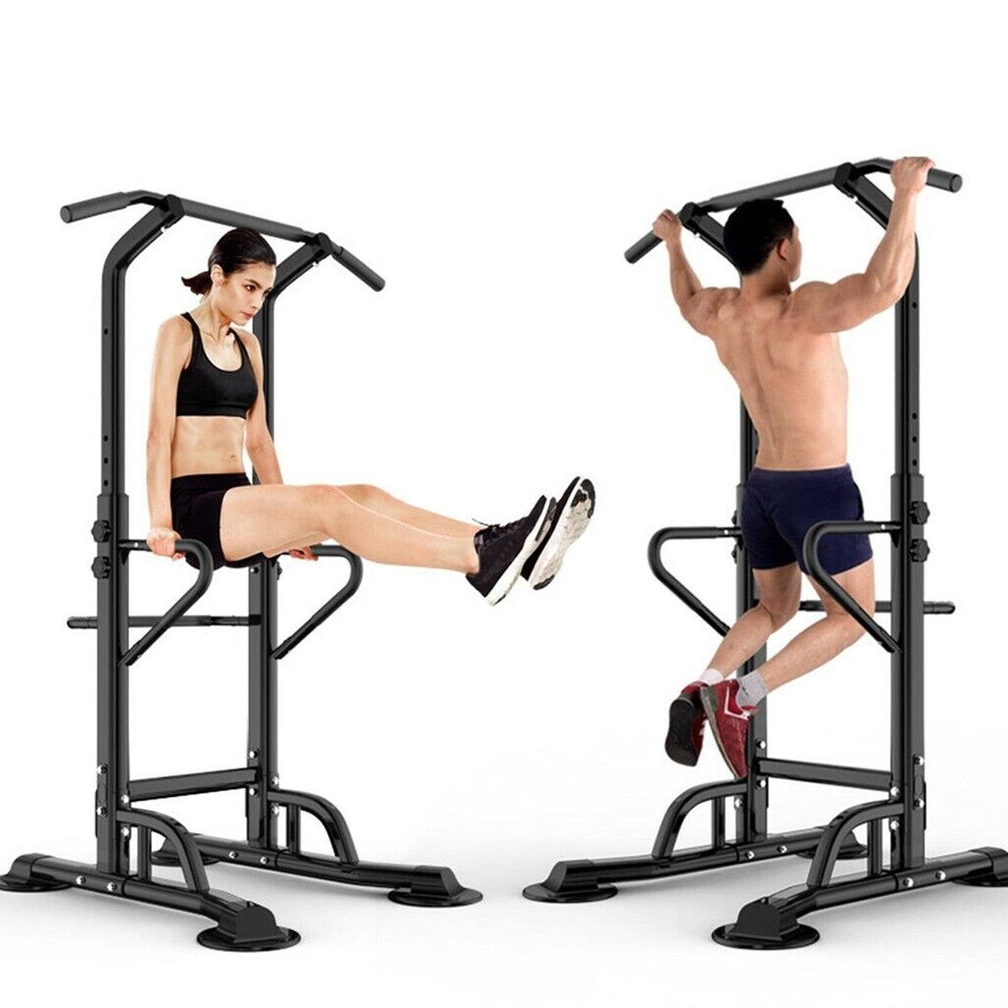Multi‑Function Steel Power Tower – Pull‑Up, Dip, Push‑Up & Vertical Knee Raise Station for Home Gym Strength Training
