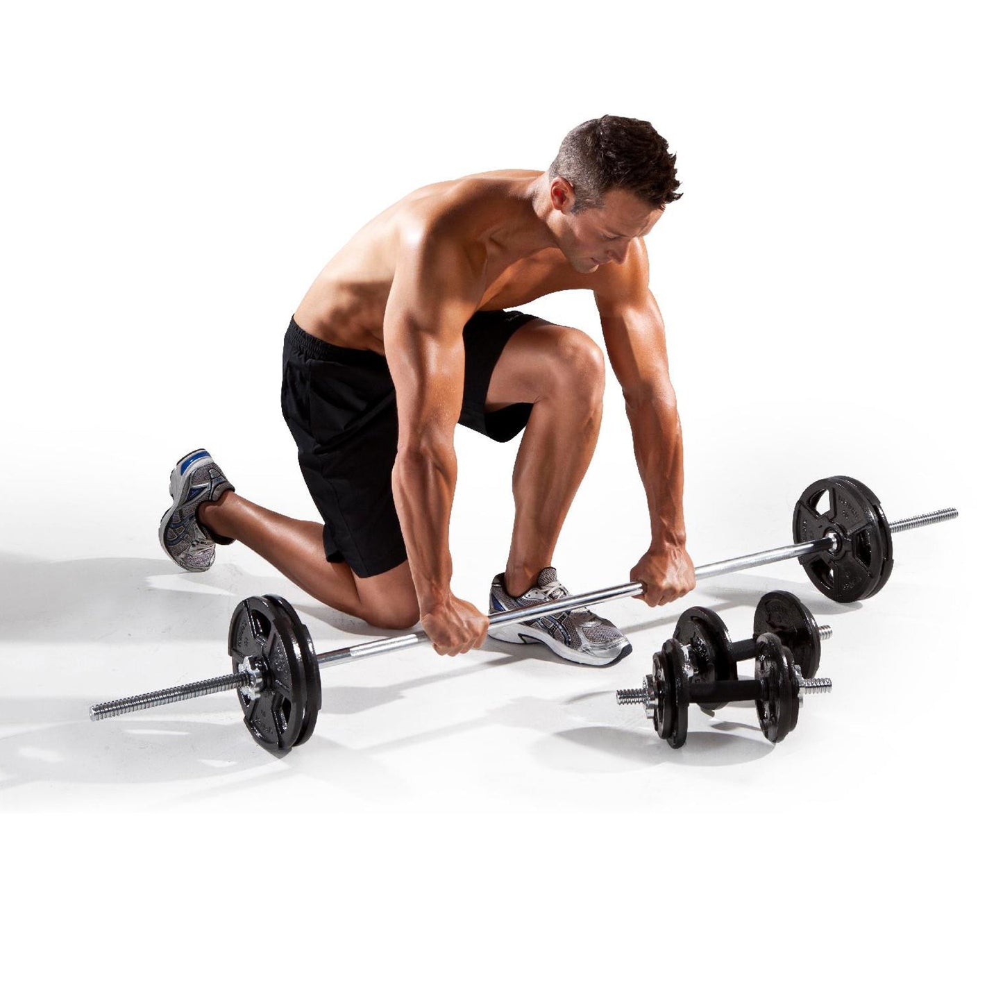 Adjustable Cast‑Iron 65 kg Dumbbell & Barbell Set – 2‑in‑1 Set, Knurled Handles, No‑Roll Design – Full‑Body Strength Training for Home Gyms