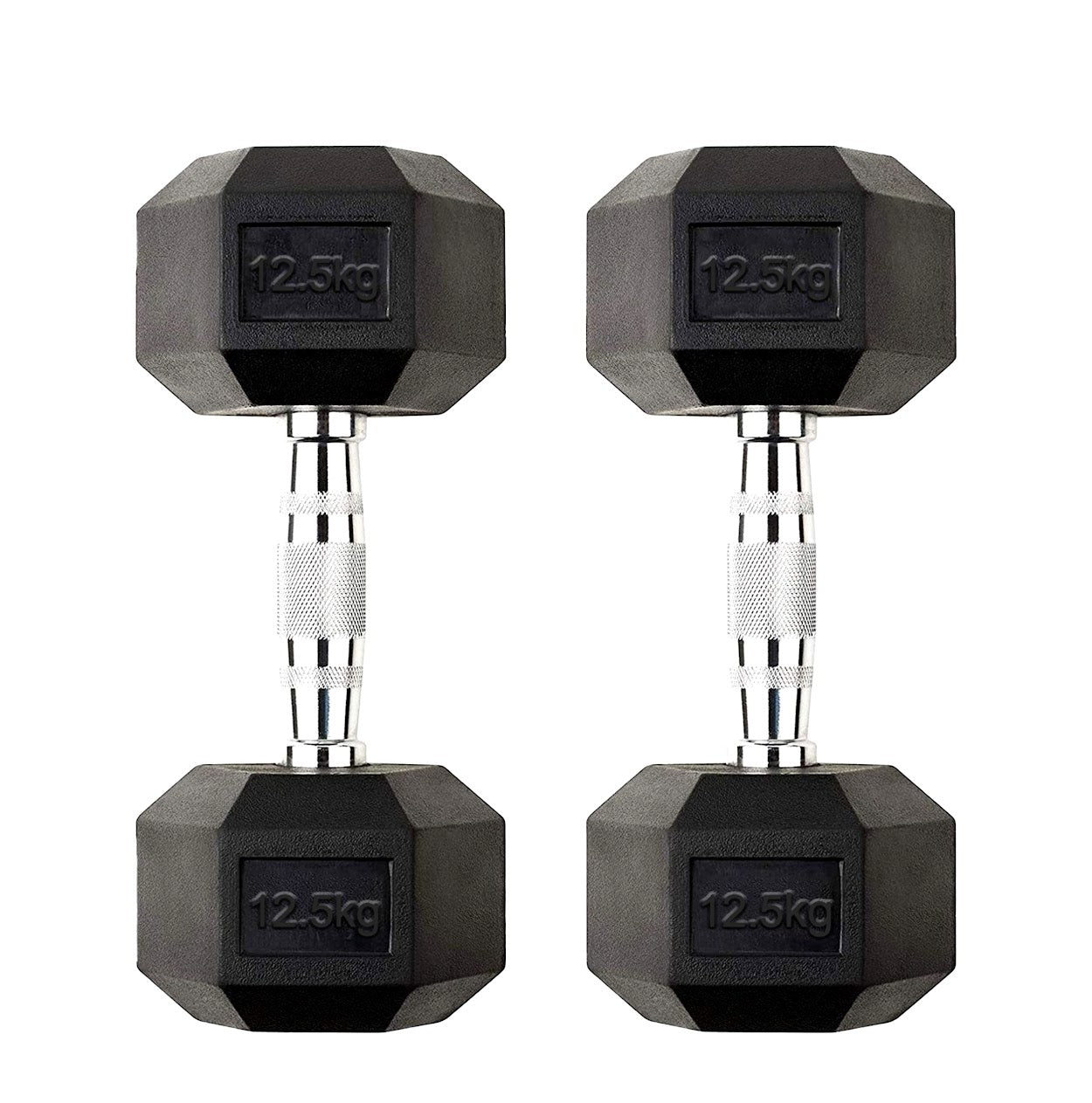 Hex Dumbbells 2.5kg–60kg Pairs & Sets – Heavy-Duty Rubber-Coated Anti-Roll Weights with Knurled Handles for Strength Training – Home Gym or Studio