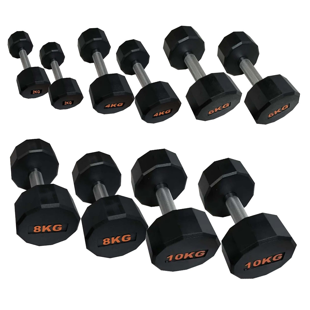 Rubber Coated Round Hex Dumbbell – Anti‑Roll Design, Knurled Grip Strength Training Dumbbells for Home Gym
