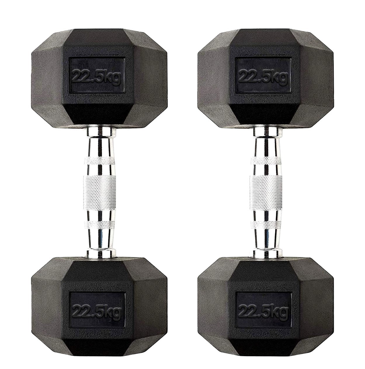 Hex Dumbbells 2.5kg–60kg Pairs & Sets – Heavy-Duty Rubber-Coated Anti-Roll Weights with Knurled Handles for Strength Training – Home Gym or Studio