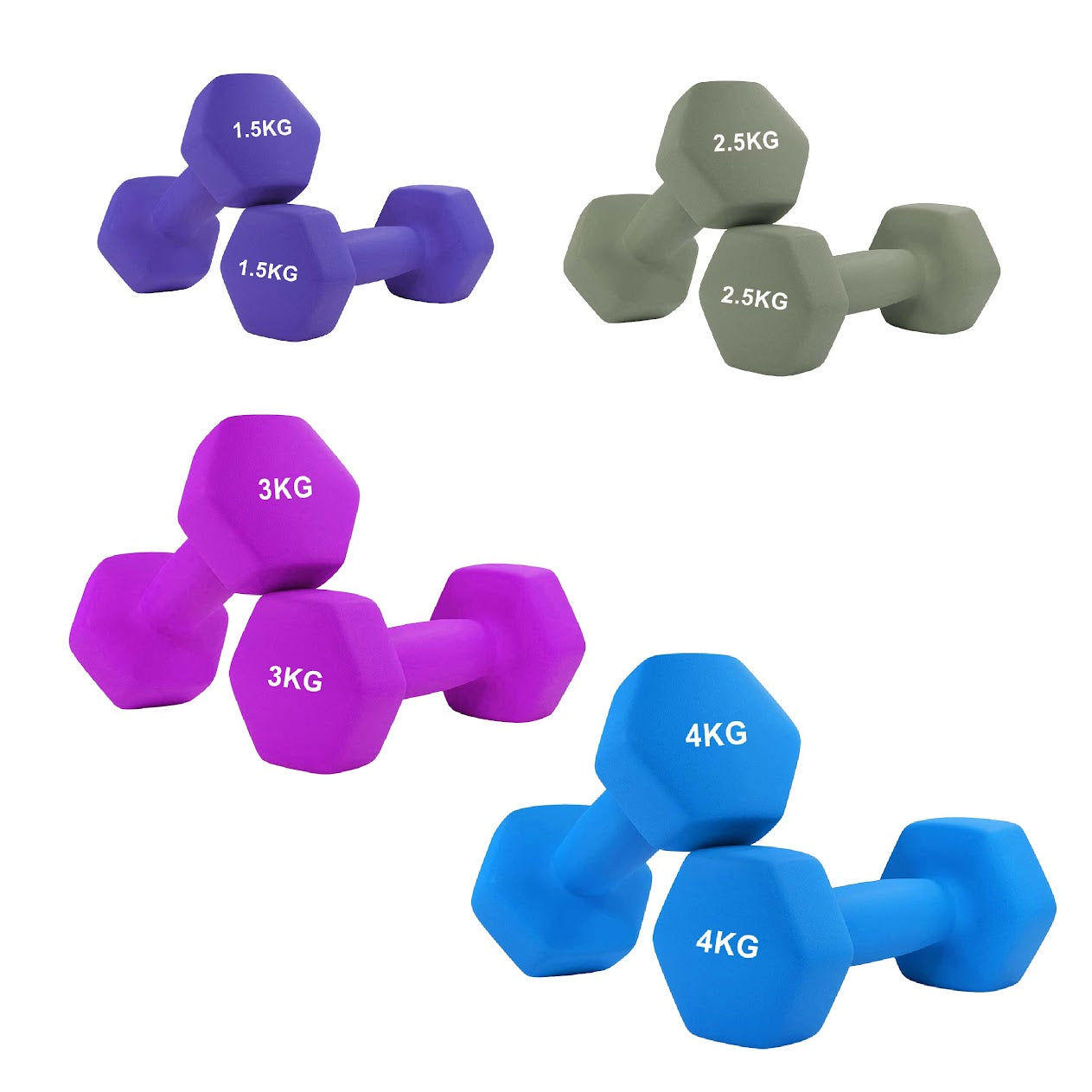 Hex Neoprene Dumbbell Weights – Anti Roll, Non Slip Grip | Singles, Pairs & Sets | Comfortable, Floor Safe Dumbbells for Home & Gym Workouts