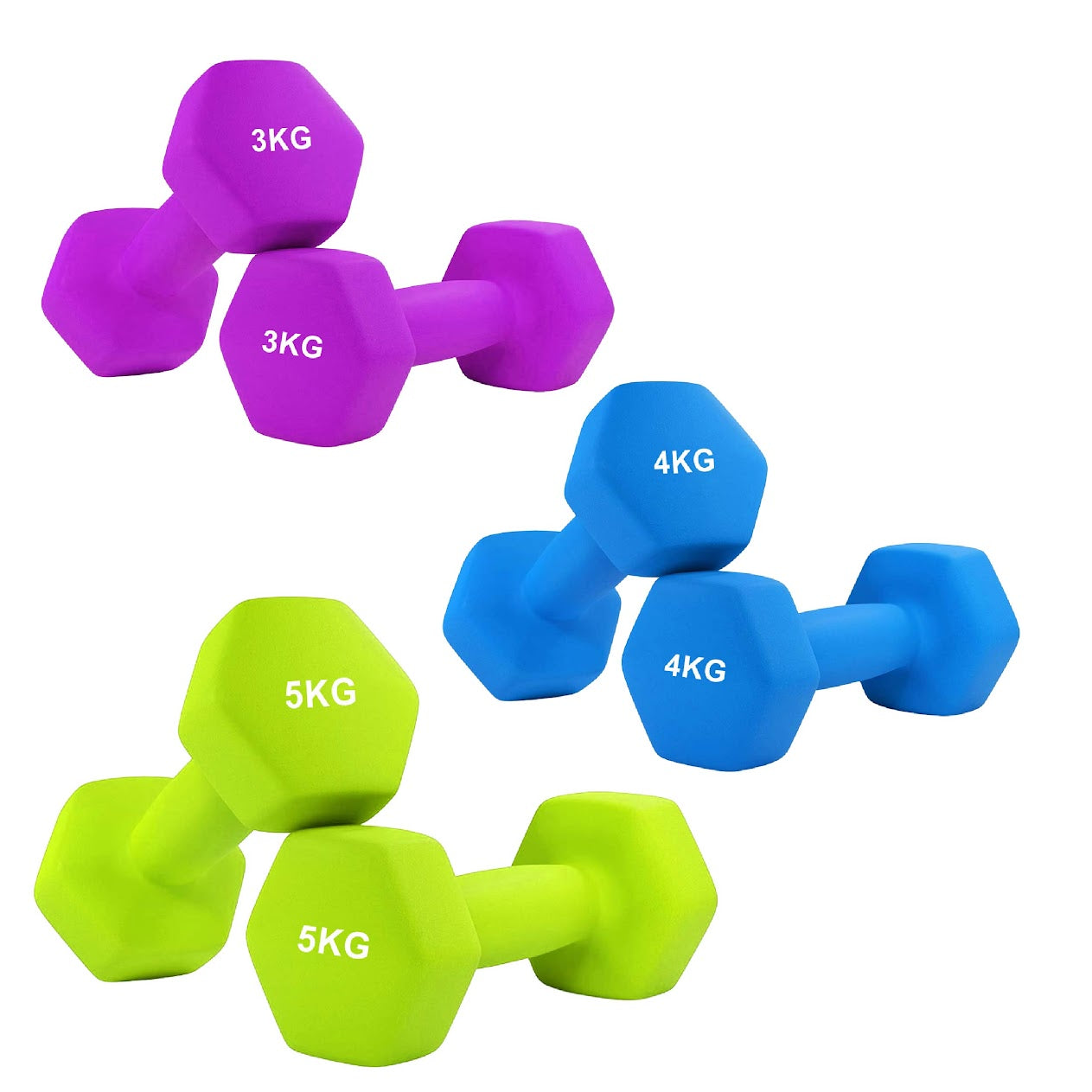 Hex Neoprene Dumbbell Weights – Anti Roll, Non Slip Grip | Singles, Pairs & Sets | Comfortable, Floor Safe Dumbbells for Home & Gym Workouts