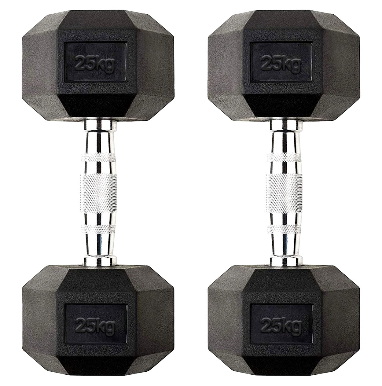 Hex Dumbbells 2.5kg–60kg Pairs & Sets – Heavy-Duty Rubber-Coated Anti-Roll Weights with Knurled Handles for Strength Training – Home Gym or Studio