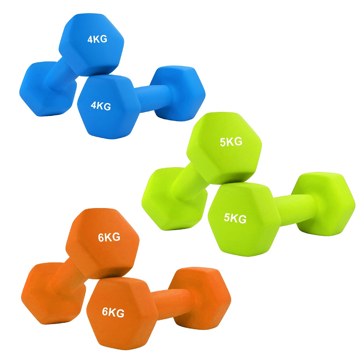 Hex Neoprene Dumbbell Weights – Anti Roll, Non Slip Grip | Singles, Pairs & Sets | Comfortable, Floor Safe Dumbbells for Home & Gym Workouts