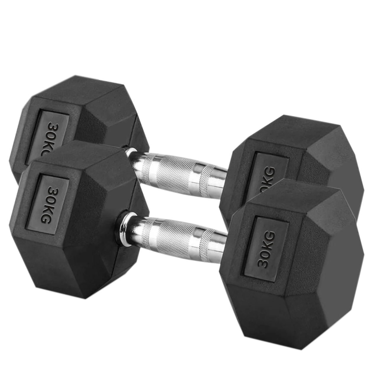 Hex Dumbbells 2.5kg–60kg Pairs & Sets – Heavy-Duty Rubber-Coated Anti-Roll Weights with Knurled Handles for Strength Training – Home Gym or Studio