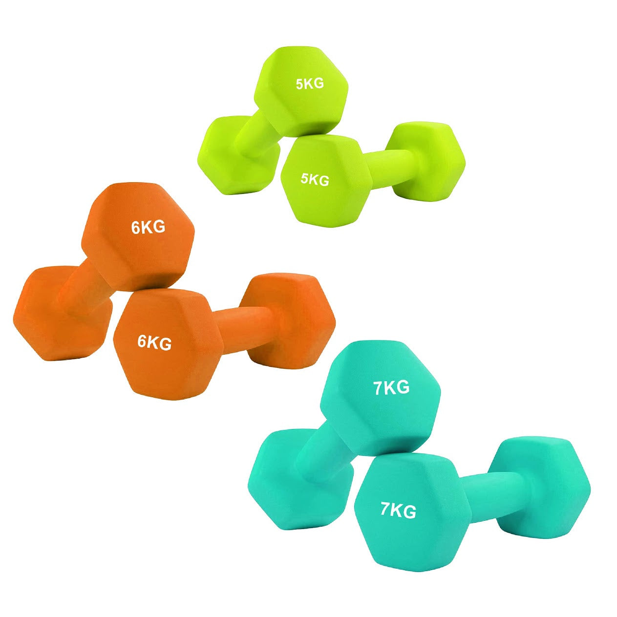 Hex Neoprene Dumbbell Weights – Anti Roll, Non Slip Grip | Singles, Pairs & Sets | Comfortable, Floor Safe Dumbbells for Home & Gym Workouts