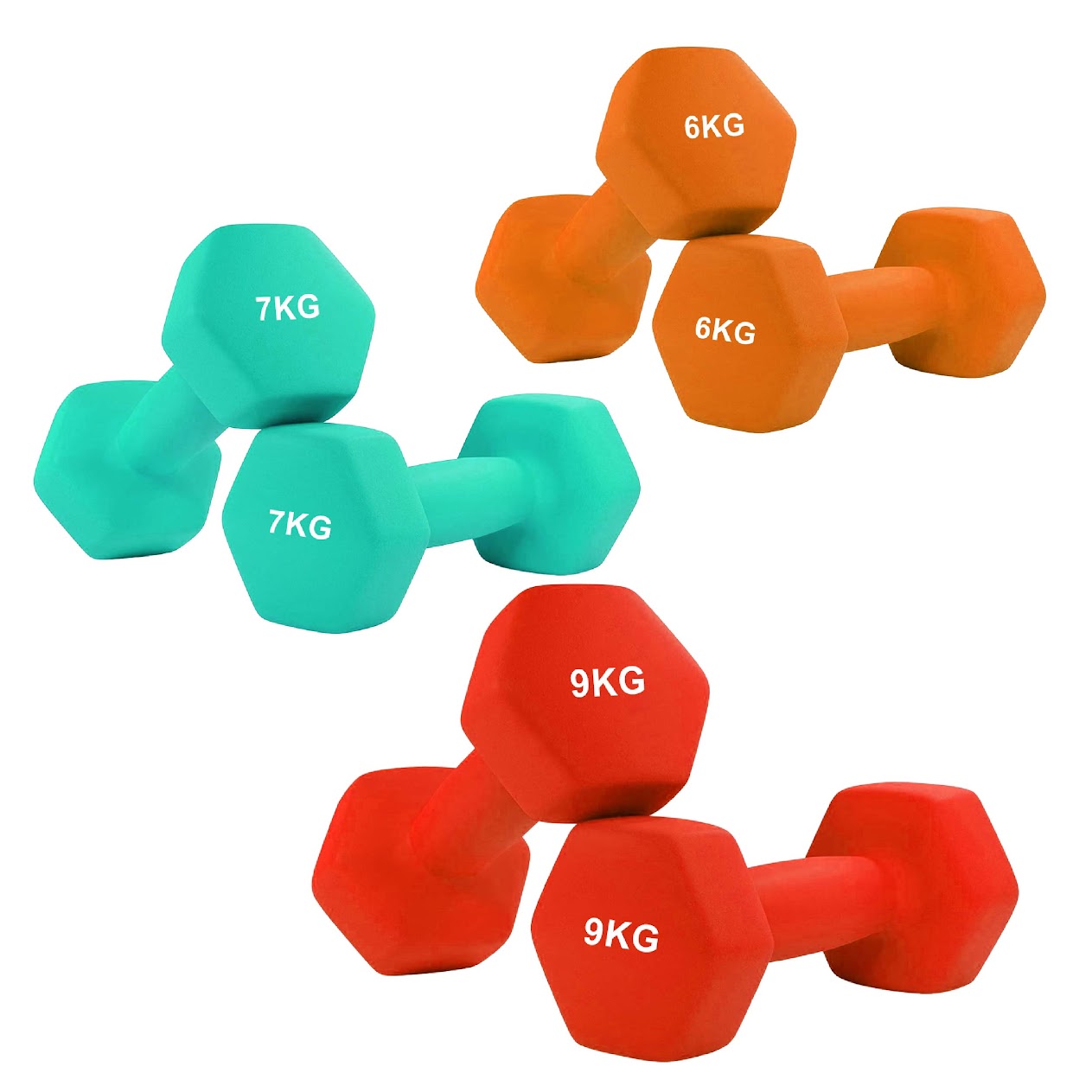 Hex Neoprene Dumbbell Weights – Anti Roll, Non Slip Grip | Singles, Pairs & Sets | Comfortable, Floor Safe Dumbbells for Home & Gym Workouts