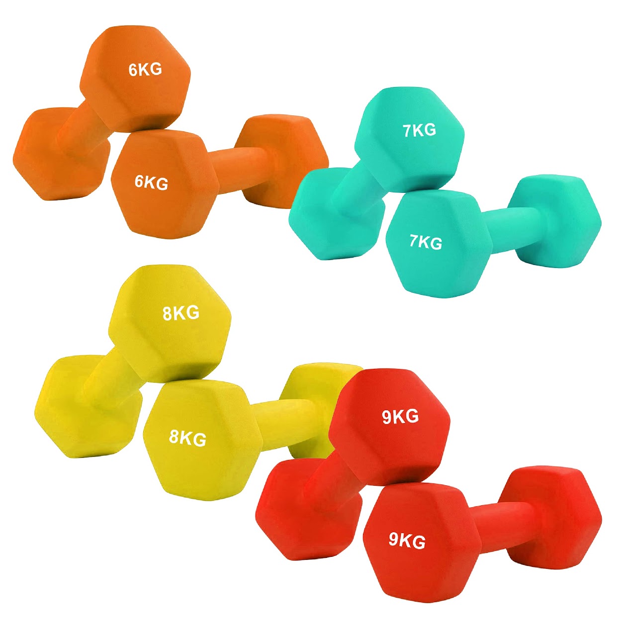 Hex Neoprene Dumbbell Weights – Anti Roll, Non Slip Grip | Singles, Pairs & Sets | Comfortable, Floor Safe Dumbbells for Home & Gym Workouts