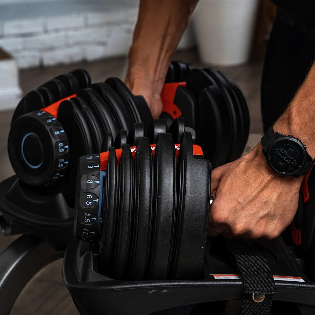 Compact Adjustable Dumbbell Stand | Heavy Duty 24kg/40kg Dumbbells Optional | Space Saving Rack with Safety Belt & Dial Support | Home Gym Storage Solution