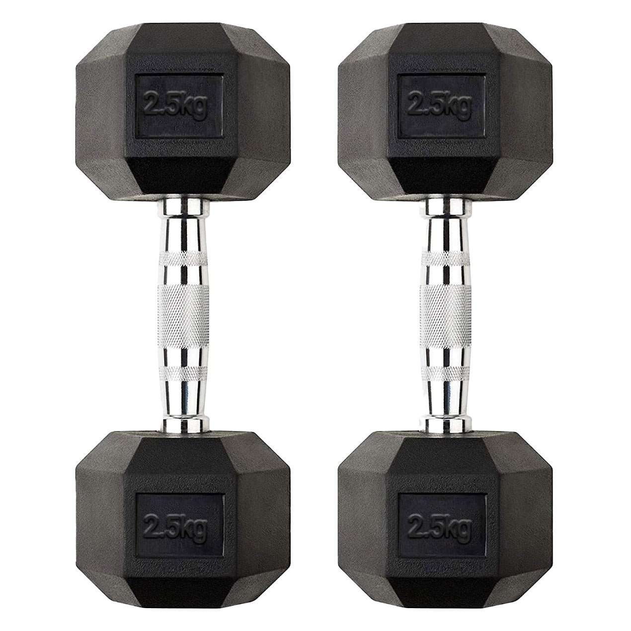Hex Dumbbells 2.5kg–60kg Pairs & Sets – Heavy-Duty Rubber-Coated Anti-Roll Weights with Knurled Handles for Strength Training – Home Gym or Studio