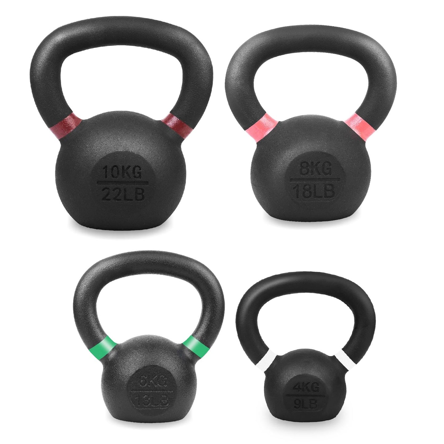 Cast Iron Kettlebells Set – Solid Iron, Rust Resistant Coating, Ergonomic Grip – Full Body Strength & Power Training – Ideal for Home Gyms