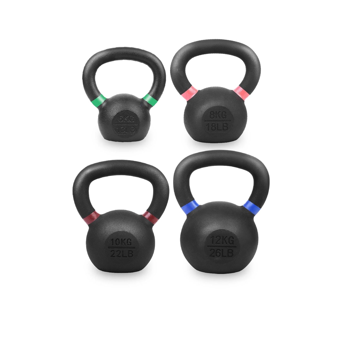 Cast Iron Kettlebells Set – Solid Iron, Rust Resistant Coating, Ergonomic Grip – Full Body Strength & Power Training – Ideal for Home Gyms