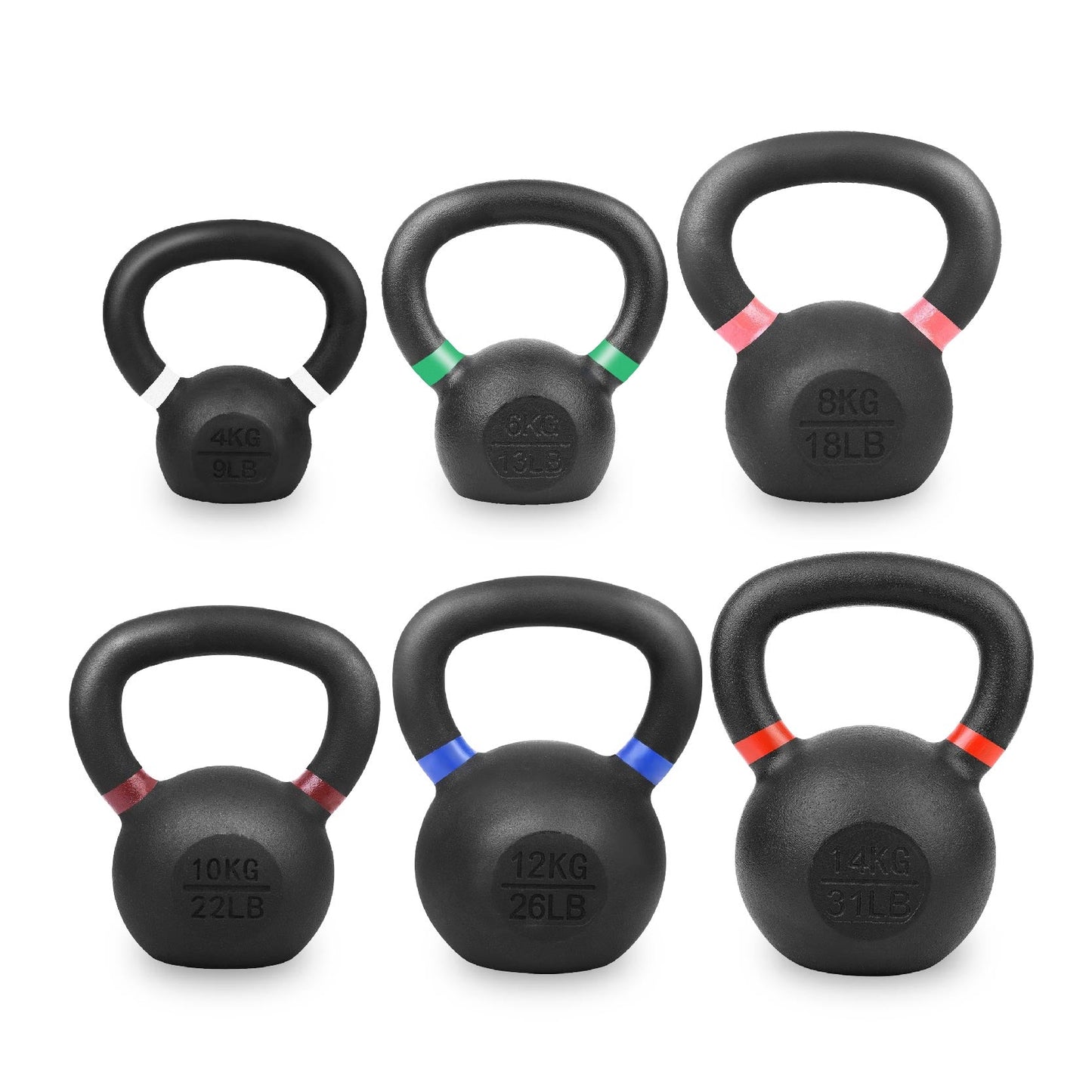 Cast Iron Kettlebells Set – Solid Iron, Rust Resistant Coating, Ergonomic Grip – Full Body Strength & Power Training – Ideal for Home Gyms