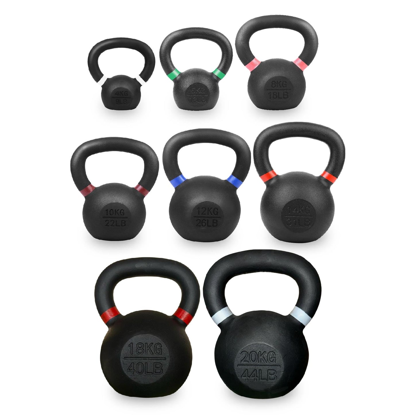 Cast Iron Kettlebells Set – Solid Iron, Rust Resistant Coating, Ergonomic Grip – Full Body Strength & Power Training – Ideal for Home Gyms