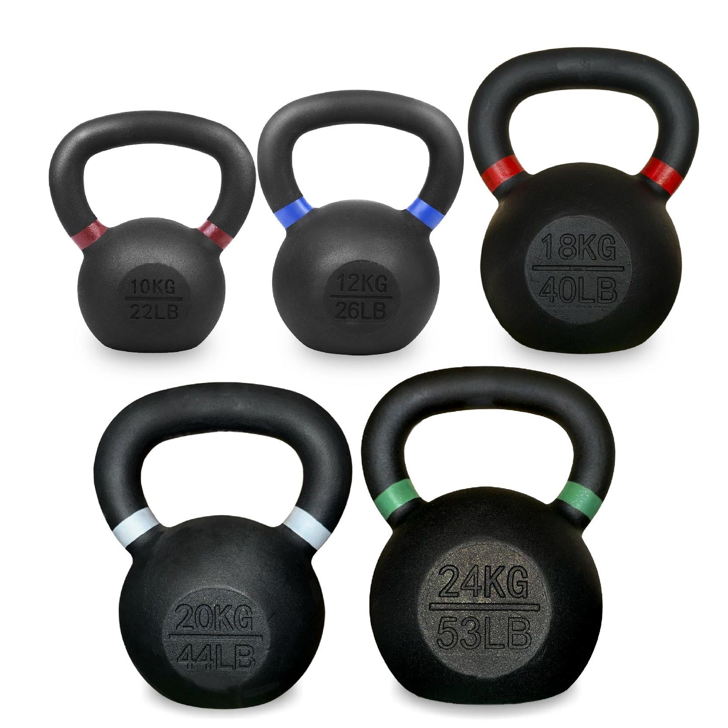 Cast Iron Kettlebells Set – Solid Iron, Rust Resistant Coating, Ergonomic Grip – Full Body Strength & Power Training – Ideal for Home Gyms