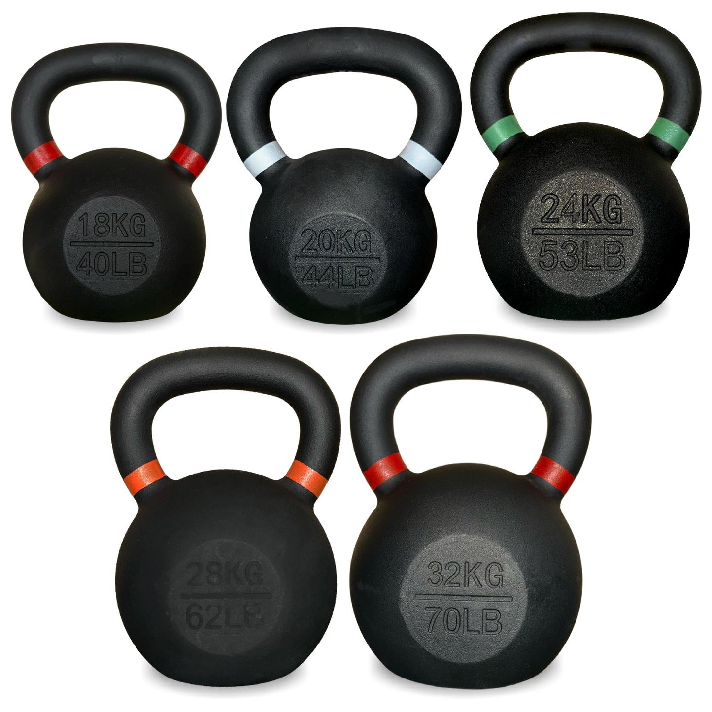 Cast Iron Kettlebells Set – Solid Iron, Rust Resistant Coating, Ergonomic Grip – Full Body Strength & Power Training – Ideal for Home Gyms
