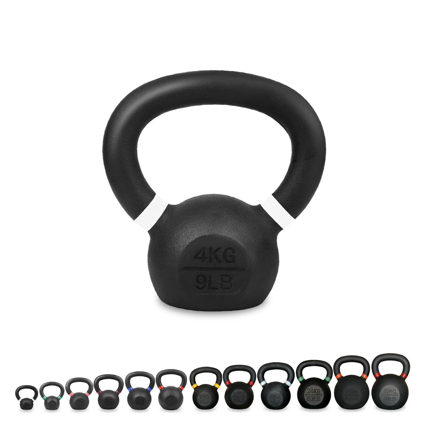 Cast Iron Kettlebells Set – Solid Iron, Rust Resistant Coating, Ergonomic Grip – Full Body Strength & Power Training – Ideal for Home Gyms