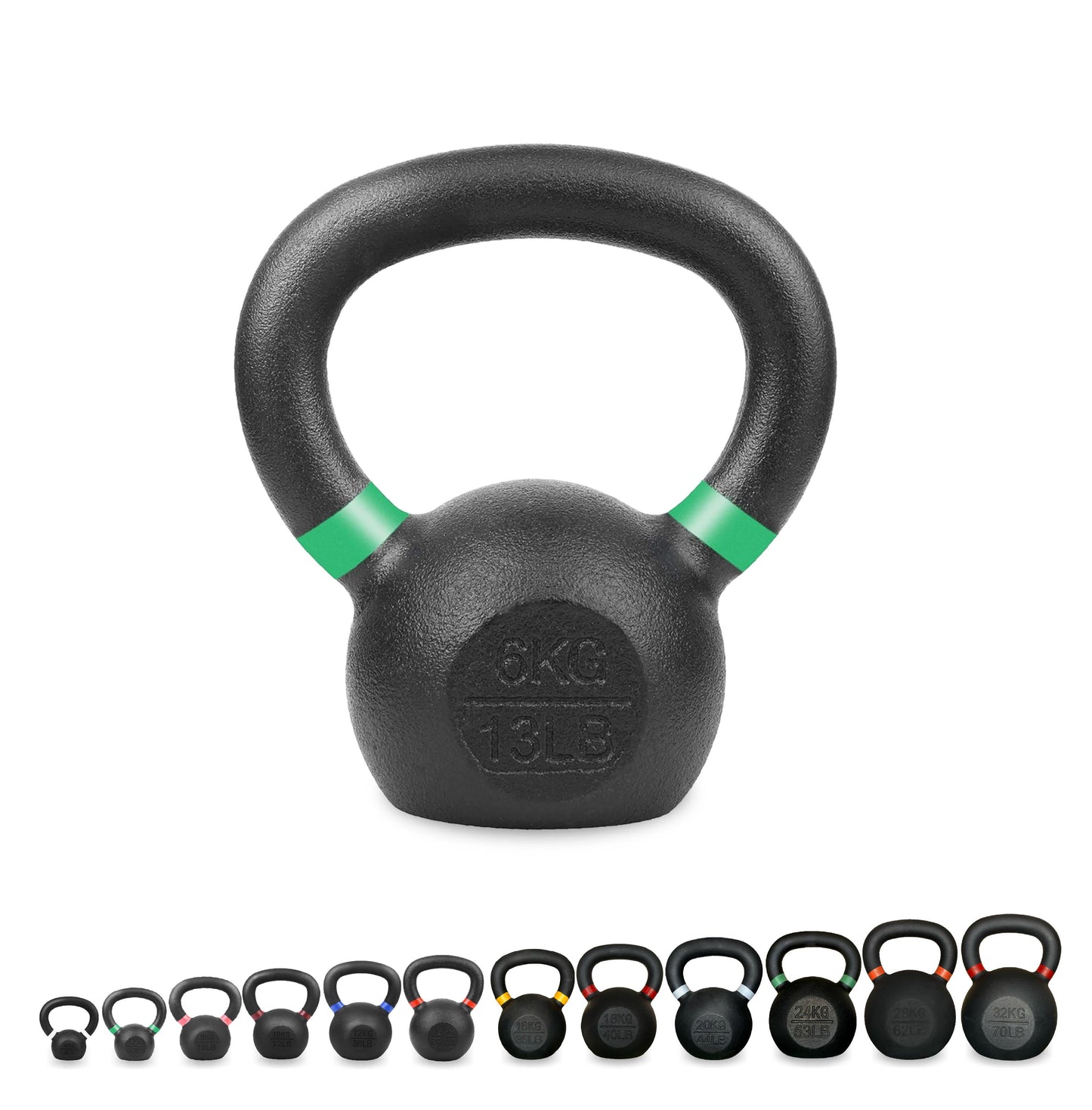 Cast Iron Kettlebells Set – Solid Iron, Rust Resistant Coating, Ergonomic Grip – Full Body Strength & Power Training – Ideal for Home Gyms