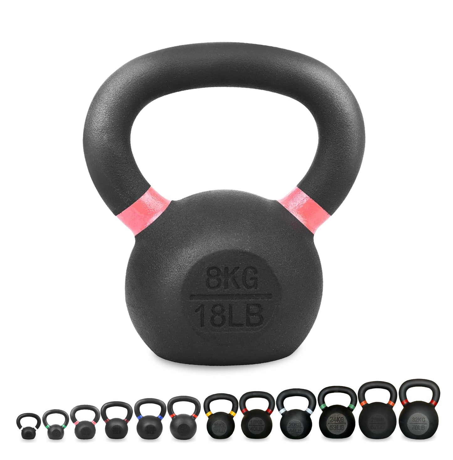 Cast Iron Kettlebells Set – Solid Iron, Rust Resistant Coating, Ergonomic Grip – Full Body Strength & Power Training – Ideal for Home Gyms