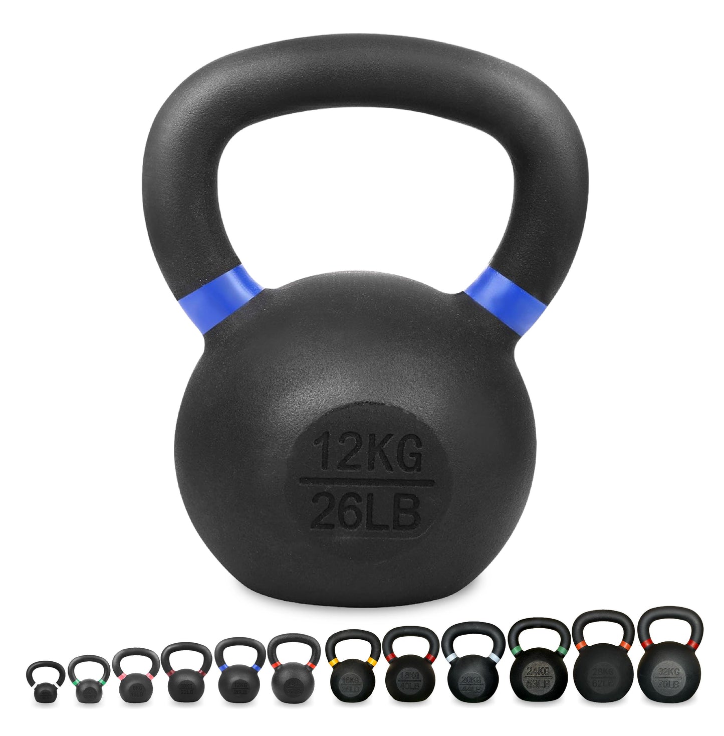 Cast Iron Kettlebells Set – Solid Iron, Rust Resistant Coating, Ergonomic Grip – Full Body Strength & Power Training – Ideal for Home Gyms