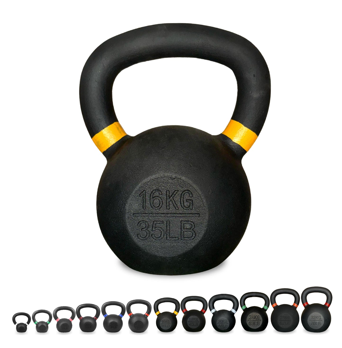 Cast Iron Kettlebells Set – Solid Iron, Rust Resistant Coating, Ergonomic Grip – Full Body Strength & Power Training – Ideal for Home Gyms
