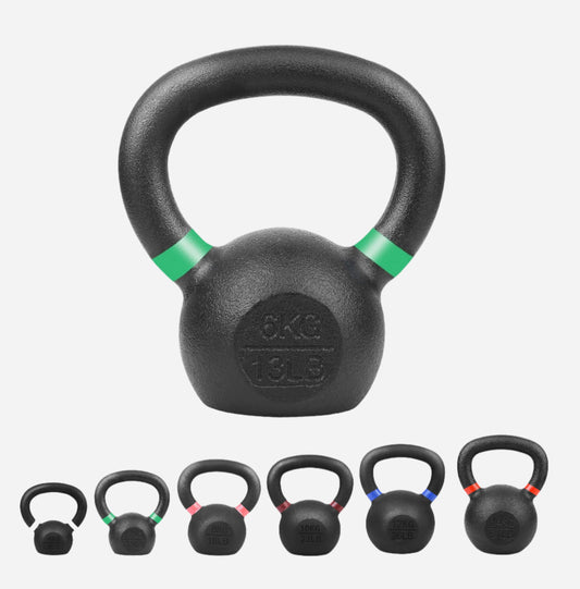 Cast Iron Kettlebells Set – Solid Iron, Rust Resistant Coating, Ergonomic Grip – Full Body Strength & Power Training – Ideal for Home Gyms