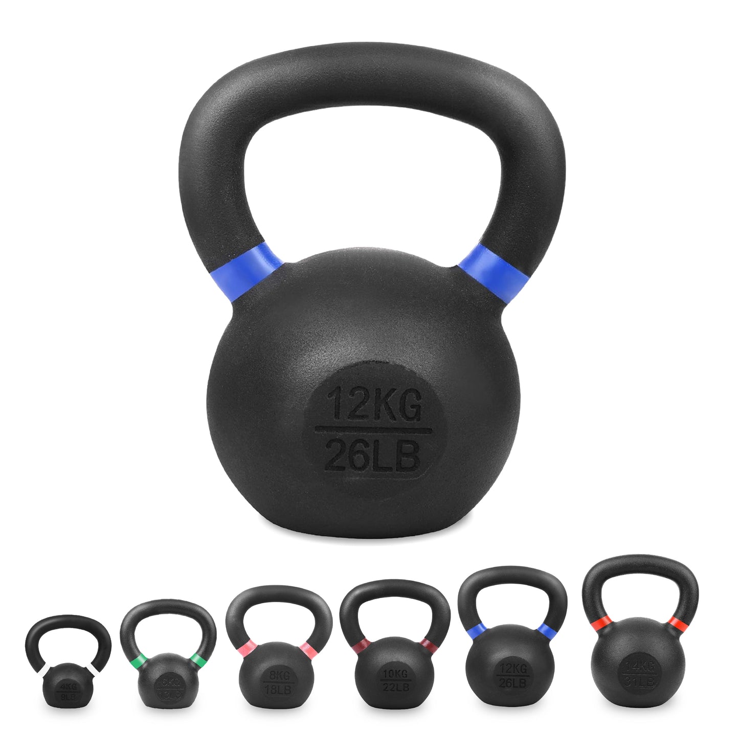 Cast Iron Kettlebells Set – Solid Iron, Rust Resistant Coating, Ergonomic Grip – Full Body Strength & Power Training – Ideal for Home Gyms