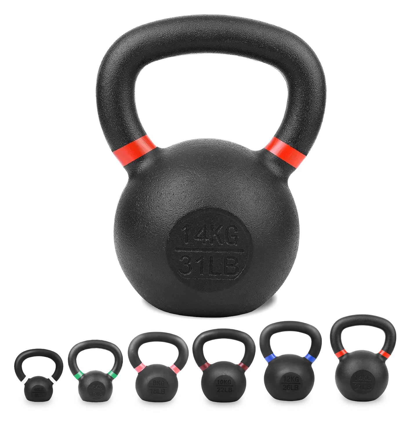 Cast Iron Kettlebells Set – Solid Iron, Rust Resistant Coating, Ergonomic Grip – Full Body Strength & Power Training – Ideal for Home Gyms