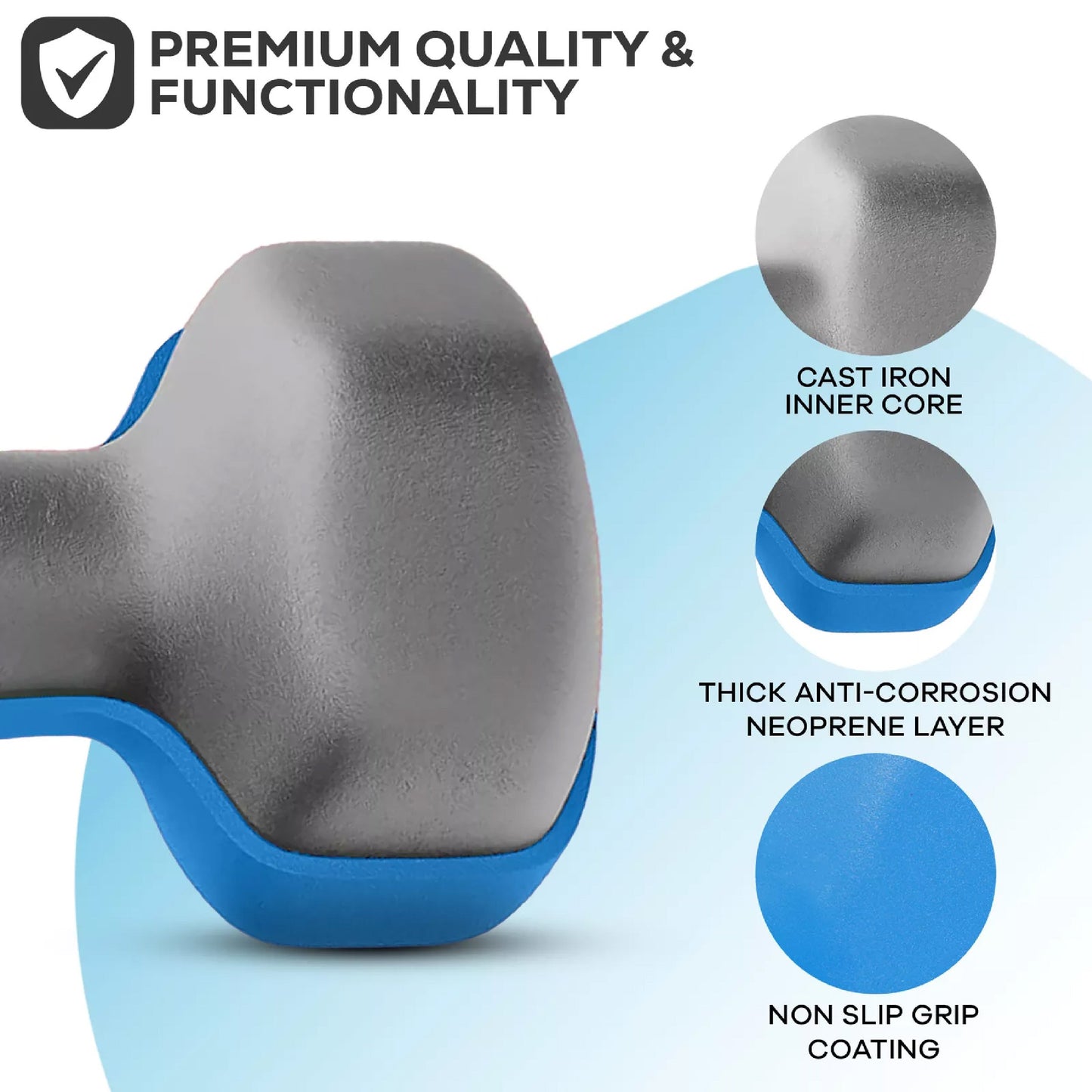 Hex Neoprene Dumbbell Weights – Anti Roll, Non Slip Grip | Singles, Pairs & Sets | Comfortable, Floor Safe Dumbbells for Home & Gym Workouts