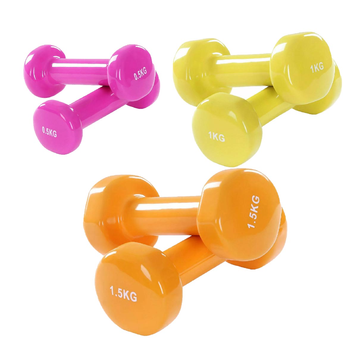 Neoprene Coated Dumbbell Set – Anti Roll Vinyl Hand Weights in Multi Color | 6kg to 38kg Options | Non-Slip Grip for Home & Gym Strength Training