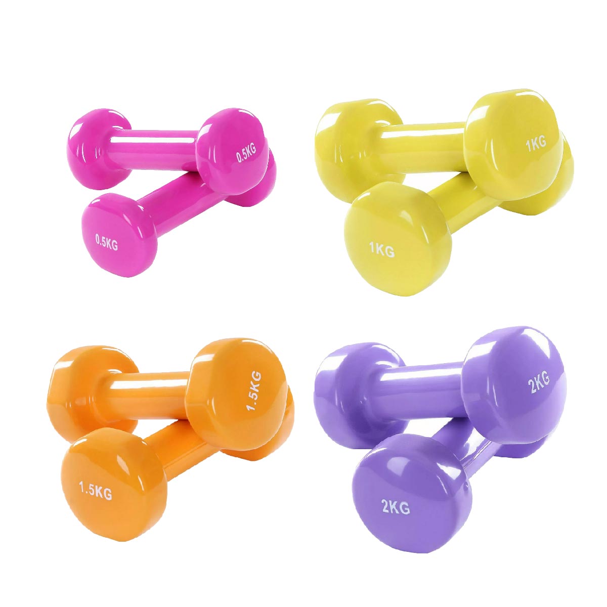 Neoprene Coated Dumbbell Set – Anti Roll Vinyl Hand Weights in Multi Color | 6kg to 38kg Options | Non-Slip Grip for Home & Gym Strength Training