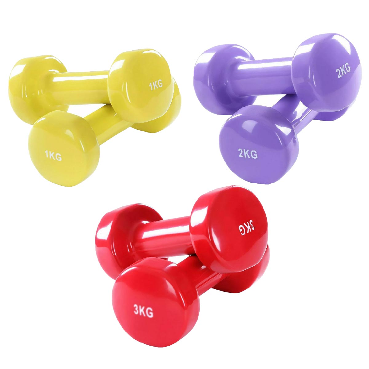 Neoprene Coated Dumbbell Set – Anti Roll Vinyl Hand Weights in Multi Color | 6kg to 38kg Options | Non-Slip Grip for Home & Gym Strength Training
