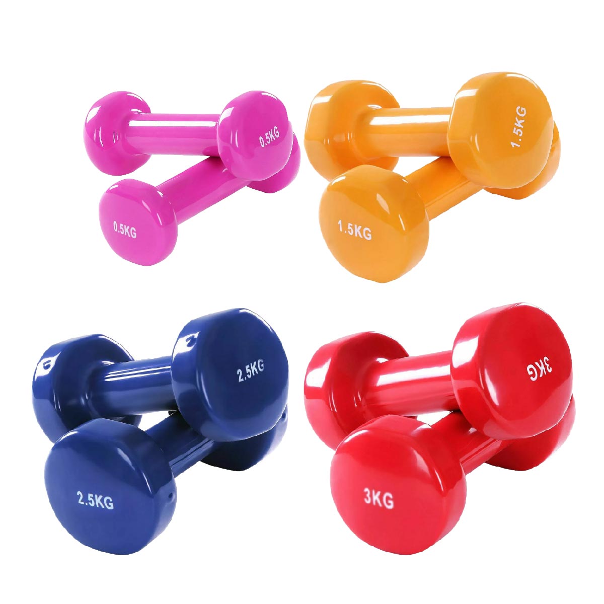 Neoprene Coated Dumbbell Set – Anti Roll Vinyl Hand Weights in Multi Color | 6kg to 38kg Options | Non-Slip Grip for Home & Gym Strength Training