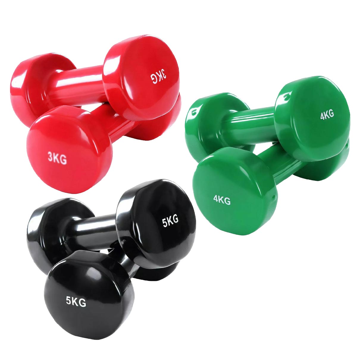Neoprene Coated Dumbbell Set – Anti Roll Vinyl Hand Weights in Multi Color | 6kg to 38kg Options | Non-Slip Grip for Home & Gym Strength Training