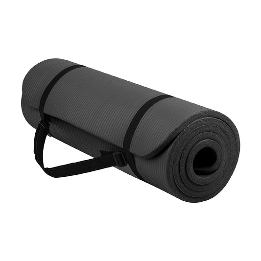 Extra-Thick 10 mm NBR Foam Yoga Mat – Non‑Slip, Eco-Friendly, Cushioned Comfort with Carry Strap for Home Fitness, Pilates, HIIT & Gymnastics