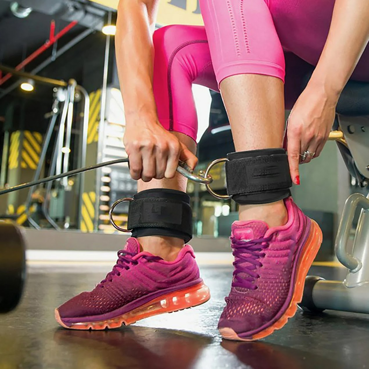 Cable Machine Attachments – Steel & Rubber Coated Handles, Multi Grip Bars & Ankle Straps for Full Body Strength Training – Ideal for Home Gyms