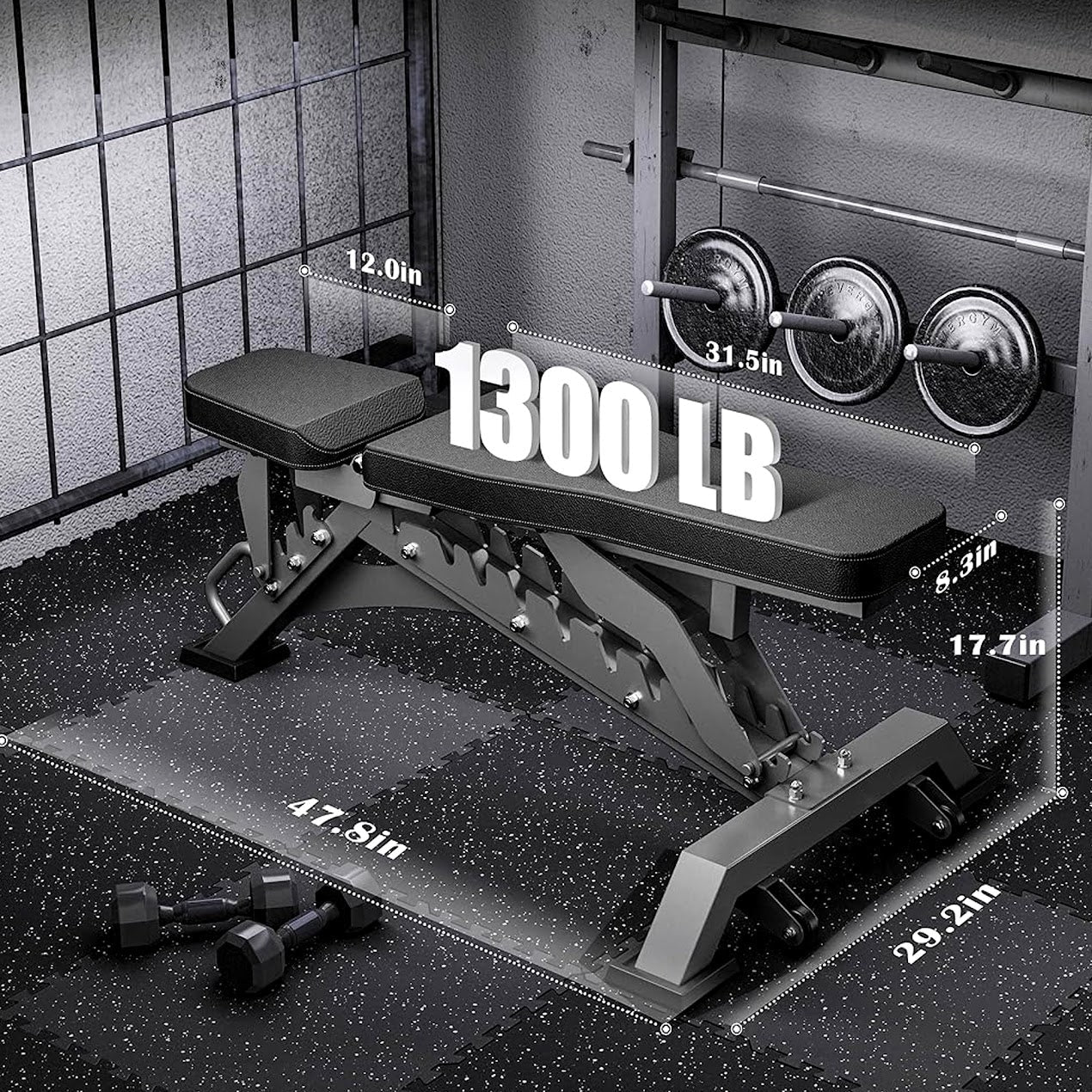 Heavy Duty Commercial Weight Bench – Steel Frame, High Density Foam Padding, Ideal for Strength Training in Home Gyms and Personal Studios