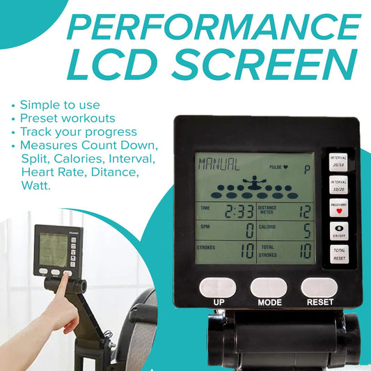 Adjustable Air Resistance Rowing Machine – Foldable Aluminium Frame, Silent 10-Level Rower with Smart Display & Ergonomic Seat for Home Gym Fitness