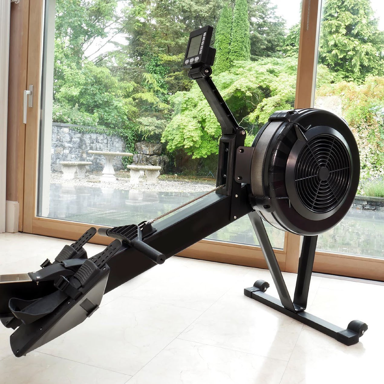 Adjustable Air Resistance Rowing Machine – Foldable Aluminium Frame, Silent 10-Level Rower with Smart Display & Ergonomic Seat for Home Gym Fitness